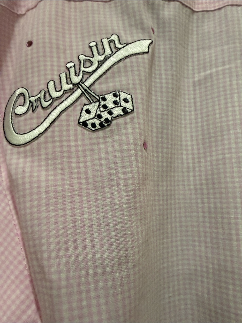 Pink Rock 'n' Roll Embroidered Button-Down Shirt With Black Sleeveless Shirt - Picture 6 of 10